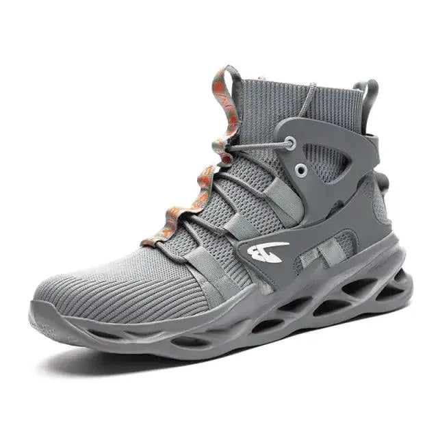 Mandotos puncture-proof work shoes with durable safety toe and slip-resistant soles for industrial safety and protection.