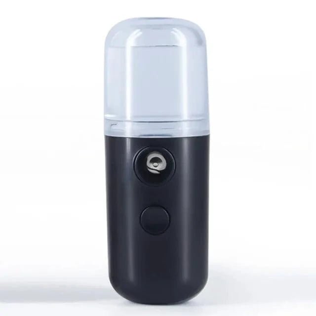 Mandotos RadiantGlow Nano Mist facial sprayer showing a sleek, handheld ultrasonic beauty device for hydrating skin.
