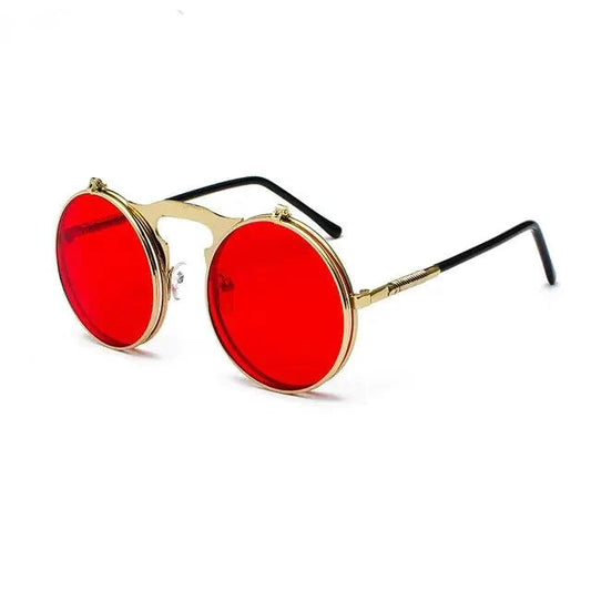 Mandotos Retro Flip Steampunk Shades with tinted lenses and vintage-inspired design, perfect for a unique fashion statement.