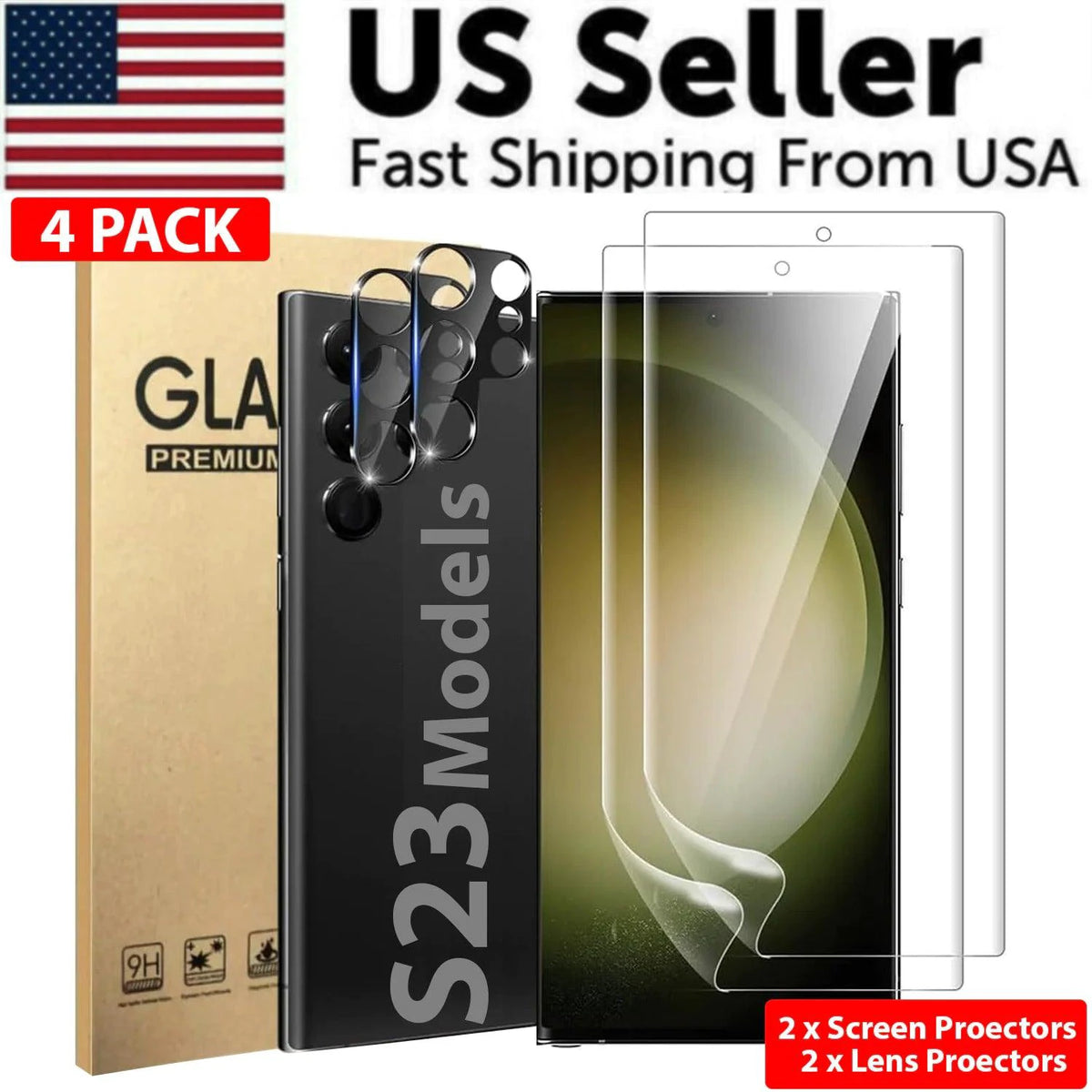 Mandotos screen protector for Samsung S23 and S22 Ultra, clear tempered glass, designed for full-screen protection.