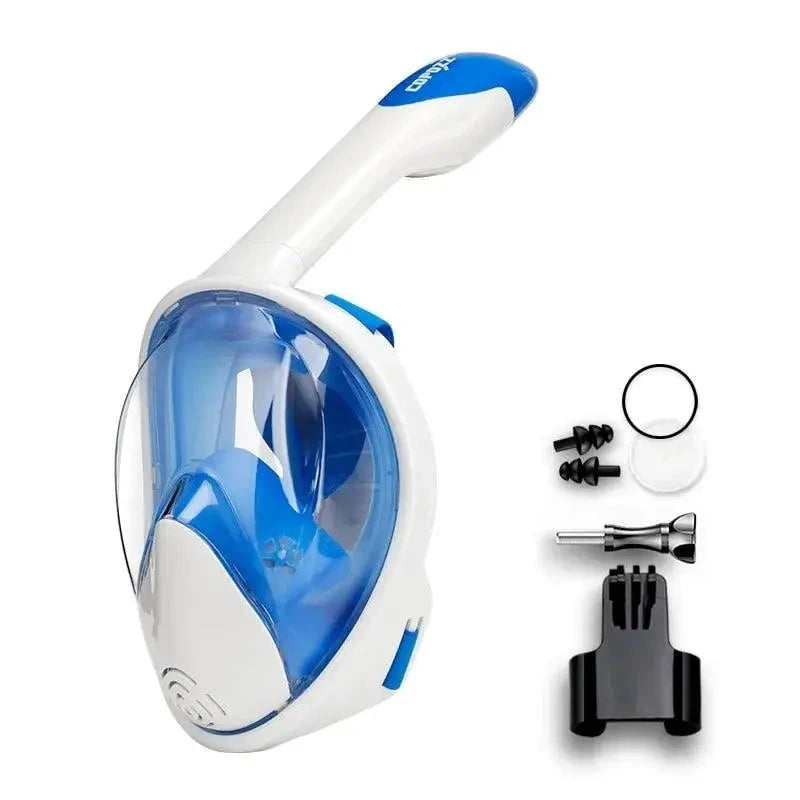 Mandotos seamless snorkel dive mask with clear lens and adjustable strap, designed for comfortable underwater snorkeling.