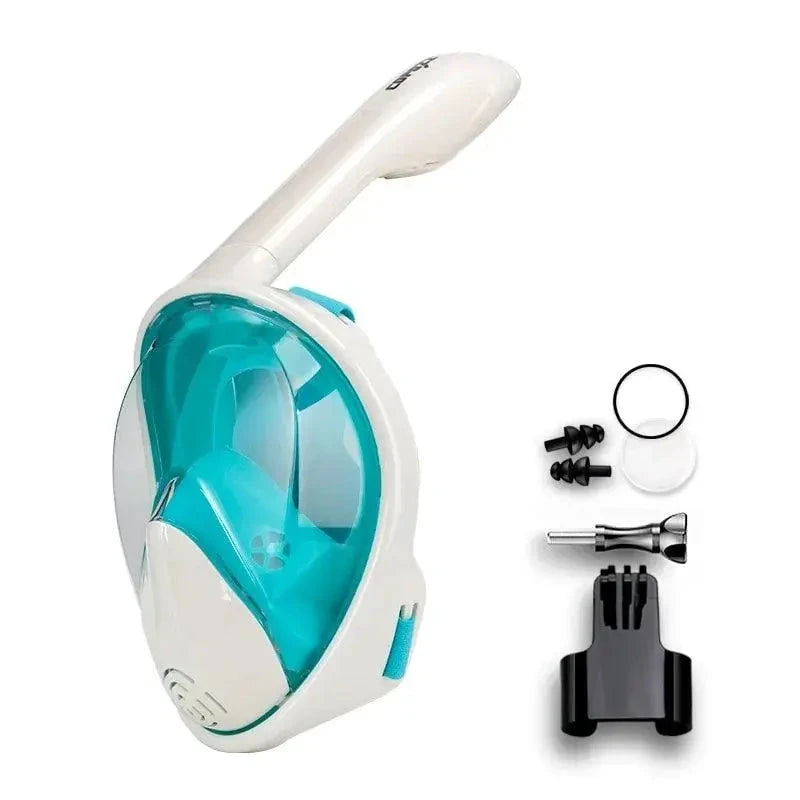 Mandotos seamless snorkel dive mask with clear silicone skirt and adjustable strap for comfortable underwater exploration.