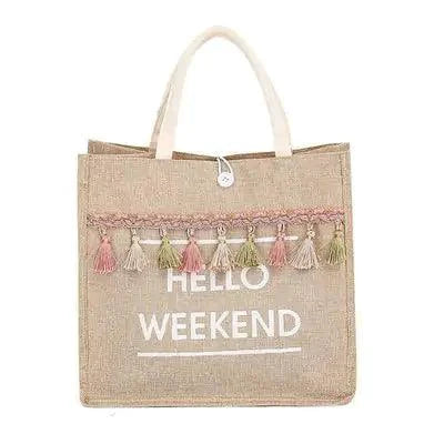 Mandotos Seaside Style Carryall bag with woven texture, spacious interior, and nautical-inspired design for beach and casual use.