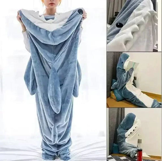 Mandotos Shark CosyWrap blanket for all ages, featuring a fun shark design, soft fabric, and cozy comfort for everyone.