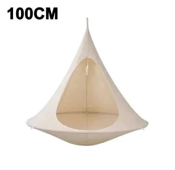 Mandotos SkyNest hanging hammock chair with soft fabric and sturdy ropes, ideal for relaxing indoors or outdoors.