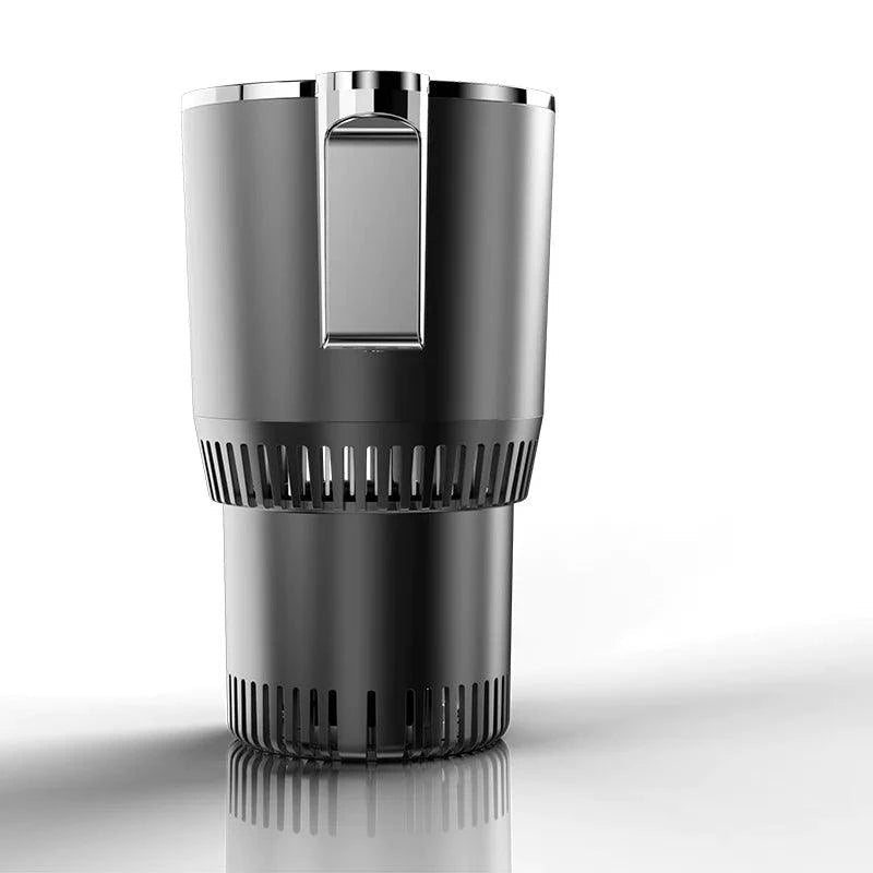Mandotos SmartTemp auto cup holder with temperature control for cars, showing a sleek design holding a coffee cup.