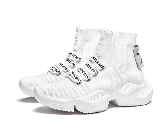 Mandotos men's large size trendy casual sports shoes with sock-inspired design and comfortable fit.