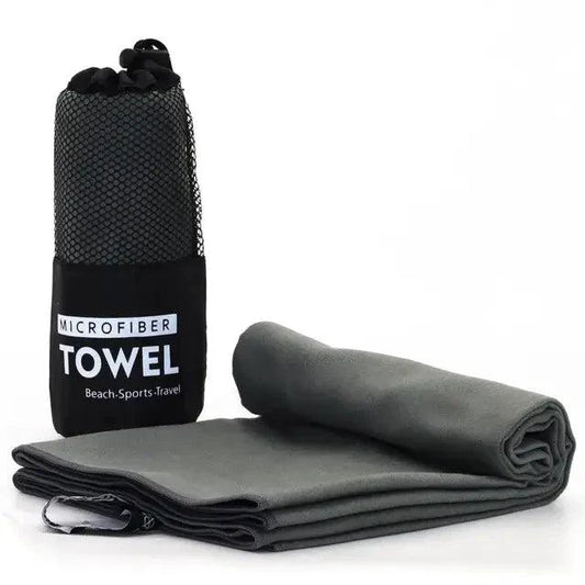 MANDOTOS Speedy Absorb Microfiber Towel shown with soft, quick-drying fabric ideal for travel and outdoor activities.