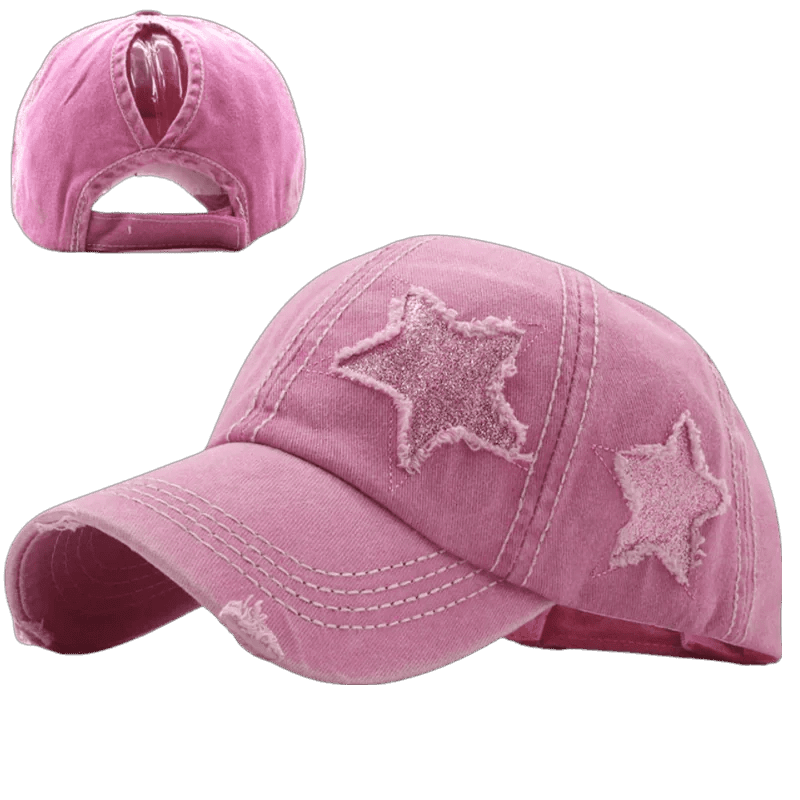 Mandotos star denim baseball cap featuring a classic design with a star detail on the front, casual style for everyday wear