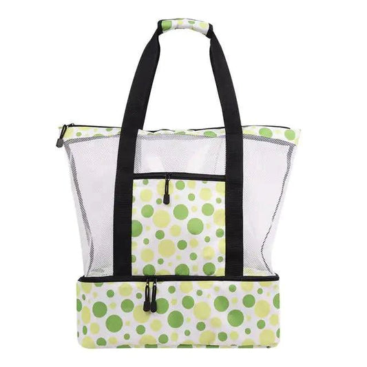 Mandotos summer beach cooler tote with insulated interior, durable handles, and colorful design for picnic and beach outings.