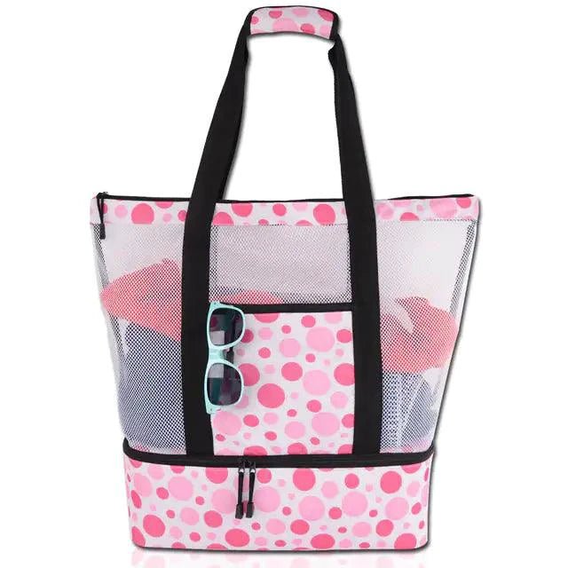 Mandotos summer beach cooler tote with insulated interior, sturdy handles, and spacious design for outdoor picnics and beach trips.