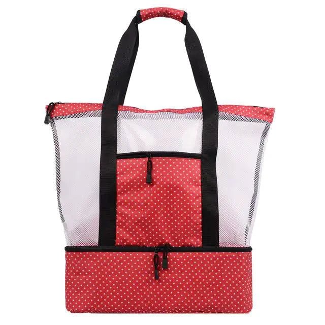 Mandotos summer beach cooler tote with insulated interior, carrying handles, and stylish design for outdoor picnics and beach trips.