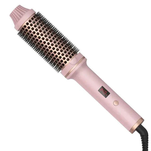 Mandotos Thermal Curl Styler Brush with heated barrel for creating voluminous, bouncy curls and waves in hair styling.