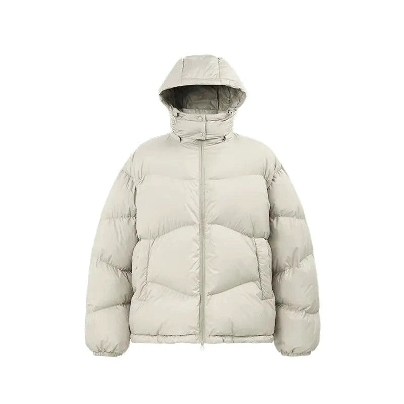 Mandotos thin and portable puff down jacket in solid color with hood, lightweight and warm for cold weather.
