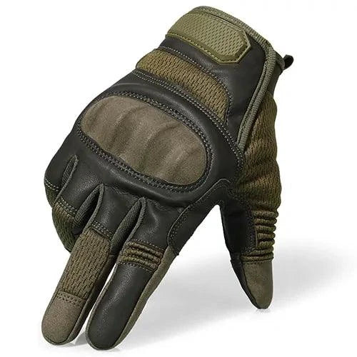 Mandotos touchscreen leather motorcycle gloves showing black leather design with touchscreen fingertips for riding comfort.