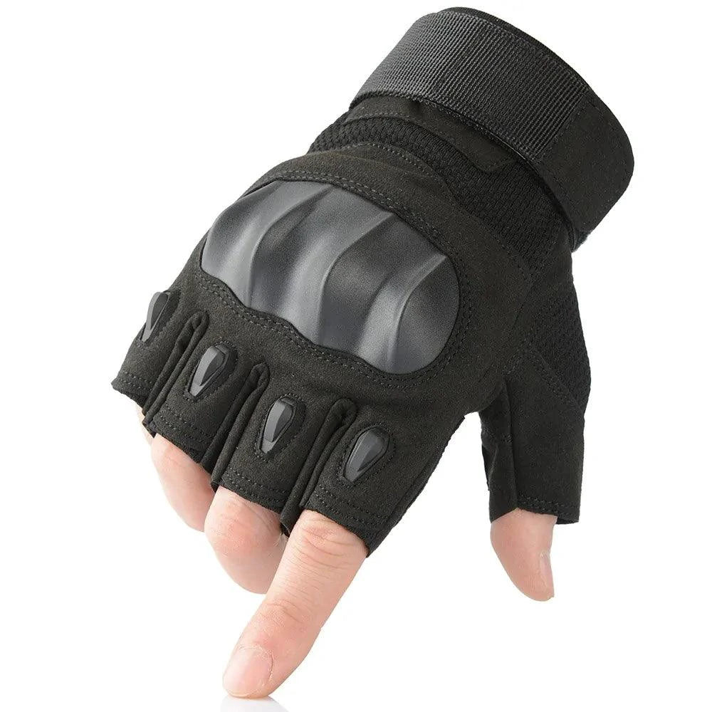 Mandotos touchscreen leather motorcycle gloves, black with reinforced palms and secure wrist straps for riding comfort and protection.