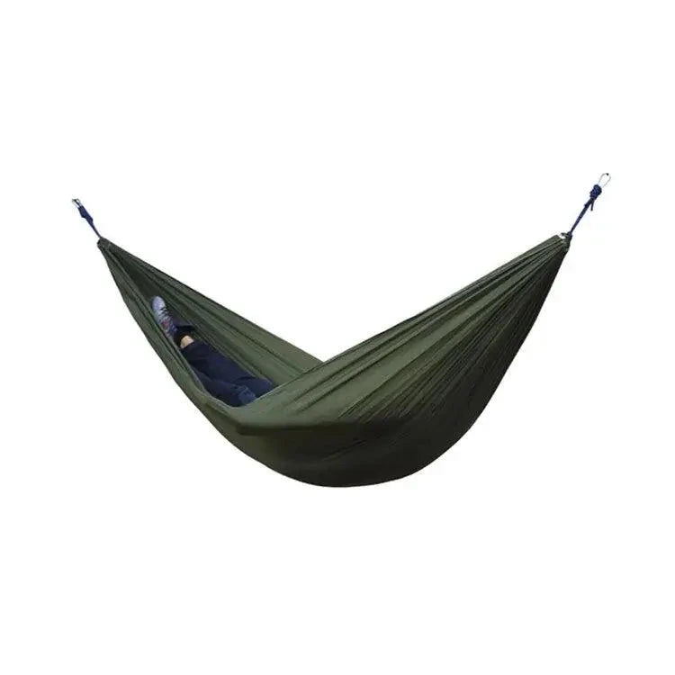 Mandotos Ultimate Oasis single and double hammock shown hanging with lush background, perfect for relaxing outdoors.