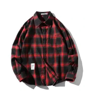 Unisex checkered long sleeve shirt by MANDOTOS featuring a classic pattern and button-front design.