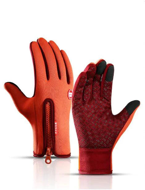 Mandotos WarmRide Touch Gloves in black with touchscreen fingertips, designed for cold weather outdoor activities.