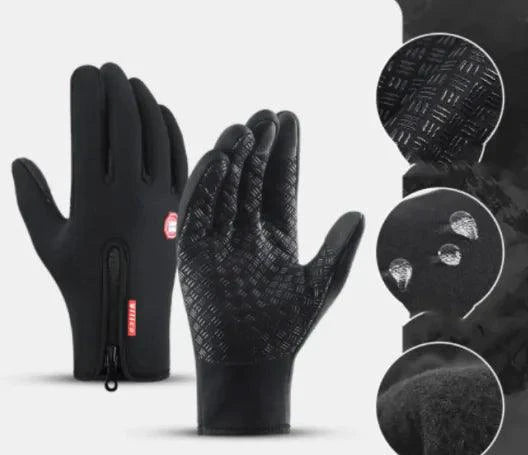 Mandotos WarmRide Touch Gloves in black, featuring touchscreen-compatible fingertips and soft insulation for winter warmth.