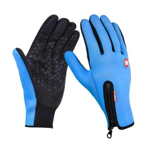 Mandotos WarmRide Touch Gloves in black with touchscreen-compatible fingertips, designed for cold weather and outdoor use.