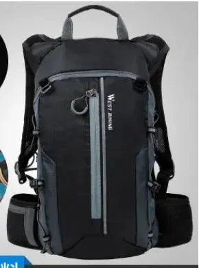 Mandotos Water-Resistant CycleGear Backpack with multiple compartments and padded straps for cycling and outdoor activities.