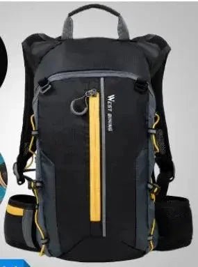 Mandotos water-resistant CycleGear backpack with multiple compartments and padded straps, designed for cycling and outdoor use.