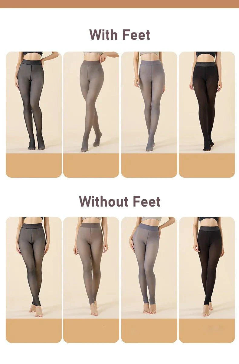Mandotos winter velvet fleece thermal tights, high waist slim pantyhose, soft and warm for cold weather wear.