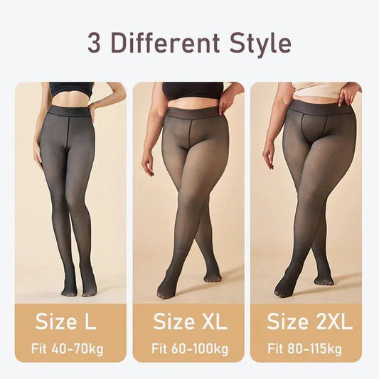 Mandotos Winter Warmth High Waist Thermal Tights in black, slim fit and cozy for cold weather, perfect for winter outfits.