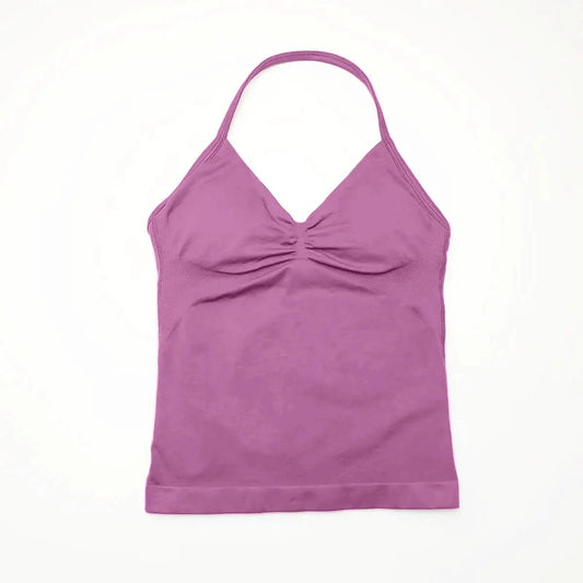NCLAGEN Impact longline strappy sports yoga vest for women with open back design, ideal for gym, running, and workout sessions.