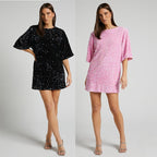 Velvet Glam Sequin V-Neck Mini Dress
