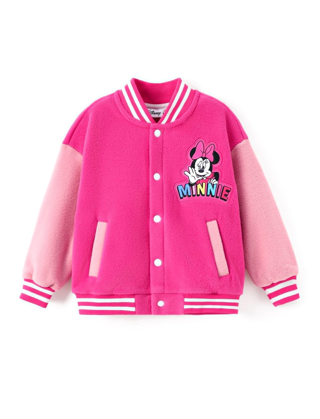 Minnie Mouse Girls Varsity Bomber Jacket - Rose Pink