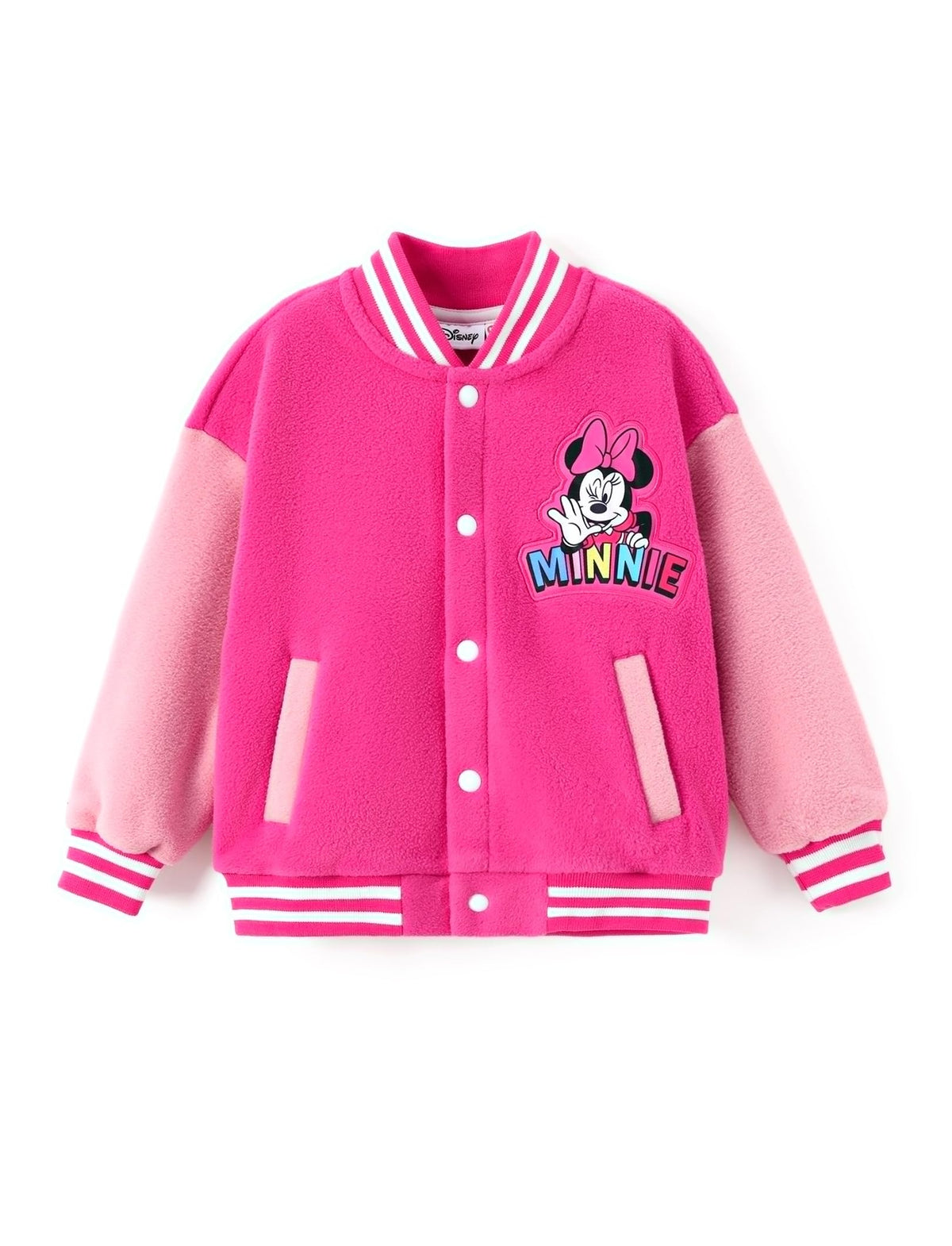 Minnie Mouse Girls Varsity Bomber Jacket - Rose Pink