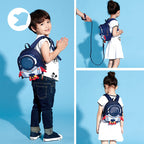 Kids space-themed backpack with rocket design, perfect for preschoolers and toddlers