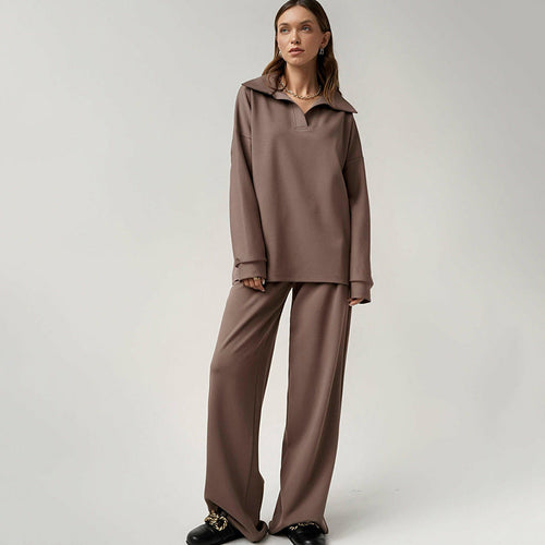 Women’s French Casual Two-Piece Suit – High-Waist Trousers Elegant Set