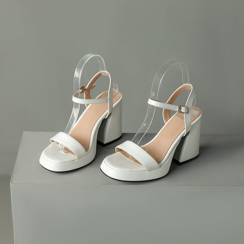Women's Round Toe Chunky Heel Sandals – Buckle Strap Block Heel