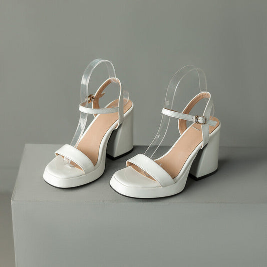 Women's Round Toe Chunky Heel Sandals – Buckle Strap Block Heel