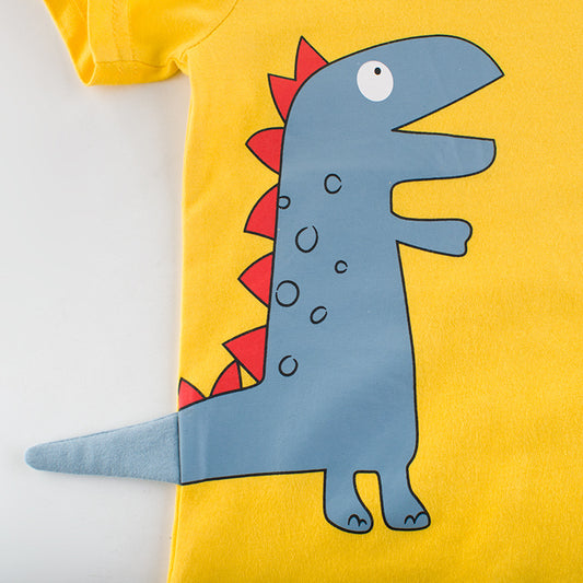 Colorful dinosaur kids T-shirt by Ancient Energy with playful dinosaur print on soft fabric for children.