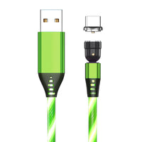 Green USB charging cable with magnetic connector for electronics