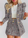 Traje de falda a cuadros de talla grande para mujer – Conjunto de blazer y falda de talle alto de dos piezas