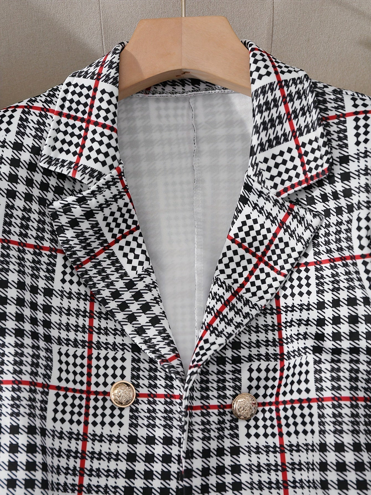 Traje de falda a cuadros de talla grande para mujer – Conjunto de blazer y falda de talle alto de dos piezas