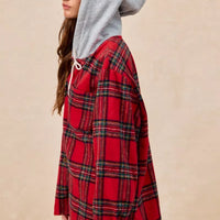 BiBi Brushed Plaid Hooded Jacket