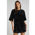 Velvet Glam Sequin V-Neck Mini Dress