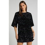 Velvet Glam Sequin V-Neck Mini Dress