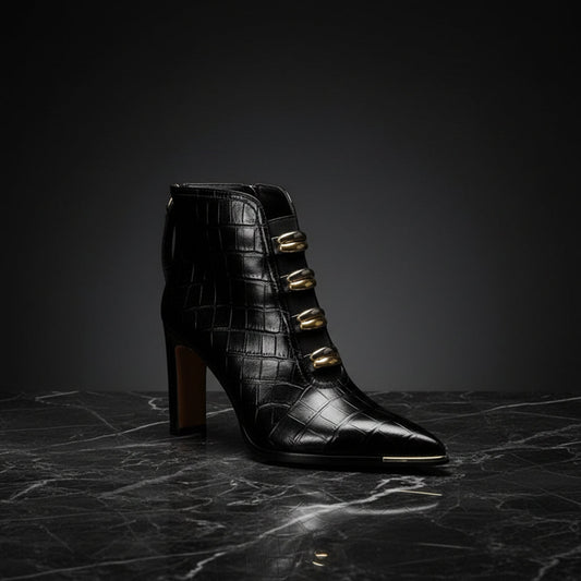 Women's Satin Pointed Toe Chunky Heel Short Boots – Ultra High Heel