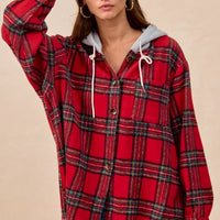 BiBi Brushed Plaid Hooded Jacket