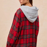 BiBi Brushed Plaid Hooded Jacket