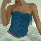 Urban Chic Denim Crop Top - Vintage Y2K Design