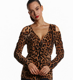 Chic Leopard Print V-Neck Fitted Top