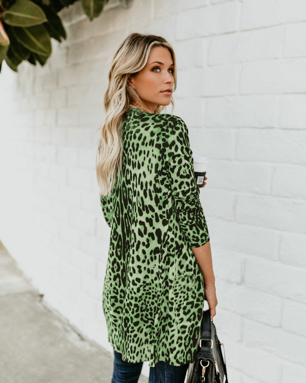 Chic V-neck Leopard Print Jacket